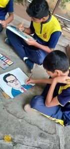 Ambedkar Jayanti  and drawing completion conducted on Nav krishna valley school CBSE 