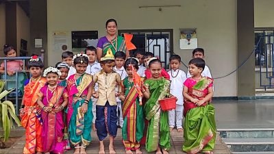 Ashadhi Ekadashi celebration at Nav Krishna valley school Abhyaas.Tiny toddlers enjoyed in the attire of Vithal-Rukmini and Warkari.Children enjoyed a lot