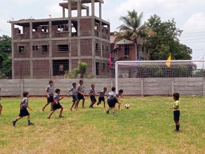 Nkvs mahisal school students visited to nkvs kupwad football court