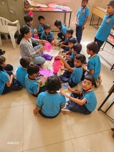 Nav Krishna Valley school cbse Diya Making in school