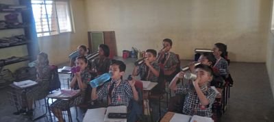 Water *Bell Actvity was conducted in our school. All students were given opprtunity to drink water as there was a need of drinking water in the sunny Hot Day's. Students were ingormed about importance of water and apealed to drink water and maintain the good health in these day's.