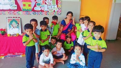 Nav Krishna Valley Abhyaas celebrated Guru Purnima. in school.
