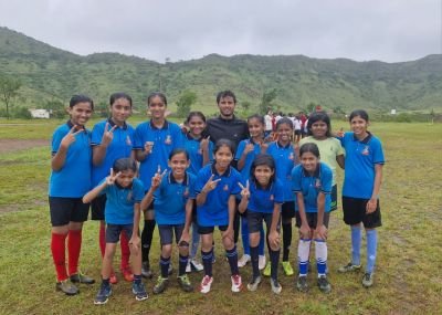 Nav Krishna Valley school “Heartiest Congratulations to our U-14 Girls and U-17 Boys teams for emerging Champions at the Taluka Level Tournament! of football