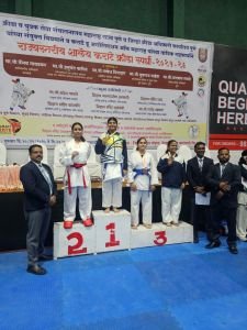 Heartiest congratulations to Miss Shrutika Paul of Class 9 for winning the gold medal in the state level school karate sports competition and qualifying for the SGFI School National karate competition.