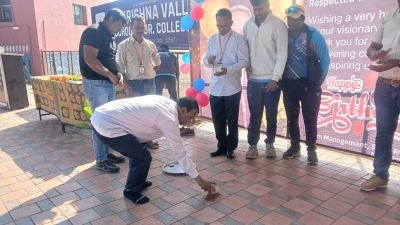 Nav Krishna Valley school english medium celebrated the  pravin sir birthday