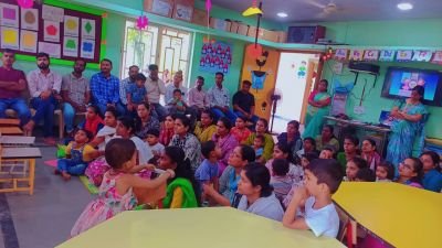 Today Parents Orientation Program was organised by Abhyaas Kupwad.
Total _ 51 parents were present for POP, uniform & books kit were distributed who had paid full fees in one time & few parents purchased uniforms who had paid only 1st installment, Kreedo Trainer Ms.Ashwini Patil gave all details regarding Kreedo system & academics