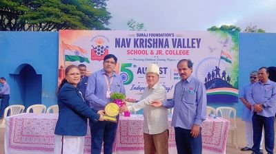 Report on 80th Independence Day Celebration

Suraj Foundation’s Nav Krishna Valley School & Junior College, MIDC, Kupwad

Suraj Foundation’s Nav Krishna Valley School & Junior College, MIDC, Kupwad, celebrated the 80th Independence Day with great enthusiasm and patriotic spirit on 15th August 2026 at the school ground.

The programme commenced with Vande Mataram, followed by flag hoisting, the National Anthem (Rashtrageet) and patriotic songs. The entire campus resonated with patriotic fervour as students and staff participated enthusiastically in the celebration.

Dr. S. V. Ranade, Chairman, Dnyandeep Infotech Pvt. Ltd., Sangli, graced the occasion as the Chief Guest. In his inspiring address, Dr. Ranade highlighted the importance of learning and adapting to the latest technologies such as Artificial Intelligence (AI), Robotics, Multi-Skill Development and Information Technology. He explained how technological knowledge will play an important role in students’ future education, careers and services.

Dr. Ranade also spoke about the importance of becoming self-reliant and supporting Indian businesses. He gave the example of how raw materials such as cotton are procured from India, processed abroad and then sold back in India at higher prices. He encouraged students to think innovatively, develop skills, and contribute to the country by producing, marketing and selling quality products within India.

He further emphasized the importance of English education for students’ future opportunities, professional growth and global expansion. At the same time, he advised students to remain connected with their Matru Bhasha – Marathi, reminding them that learning English should never mean forgetting their mother tongue and cultural roots.

The celebration was attended by students from Nav Krishna Valley School Marathi and English Medium, Std. I to X, along with teachers, institutional staff, parents, MIDC industrialists and Heads of Departments. Their presence added to the grandeur and success of the programme.

The programme included felicitation of the Chief Guest and his formal introduction by Mr. Prashant Chavan, Vice Principal, NKVS English Medium. The Presidential Address was delivered by Mrs. Sangeeta Pagnis, Director. The programme concluded with an Expression of Gratitude by Mr. Adhikrao Pawar, Principal, NKVS Marathi Medium.

The programme was effectively conducted by Mr. Vinayak Joshi Sir and Mr. Sushant Suryavanshi Sir.

Dignitaries and HODs Present

The following dignitaries and Heads of Departments were present on the occasion:

- Mr. Shrishail Motagi – Secretary
- Mrs. Sangeeta Pagnis – Director
- Mr. Adhikrao Pawar – Principal, NKVS Marathi Medium
- Mr. Prashant Chavan – Vice Principal, NKVS English Medium
- Mr. Anand Kamath – KVAAF In-charge
- Mr. Raghunath Satpute – Administrative Officer
- Mr. Rajendra Pachore – IT Head
- Mr. Vinayak Joshi – SSA Secretary
- Mr. Asif Makandar – Hostel In-charge
- Institutional staff members

Trustee Chairman Mr. Pravin Surajmal Lunkad and NKVS Governing Council Chairman Dr. Yashwant Toro could not attend the programme as they were out of station to attend Independence Day celebrations at NKVS Pargaon, Khandala, Shirwal and Bhor. They conveyed their warm wishes for Independence Day to all the students, staff and members of the institutions.

The celebration concluded successfully in an atmosphere of patriotism, pride and commitment towards nation-building. The inspiring message of the Chief Guest encouraged students to acquire modern skills, promote innovation and entrepreneurship, respect their mother tongue and contribute meaningfully towards the progress and development of India.

“Let us learn, innovate, create and contribute towards a stronger and self-reliant India.