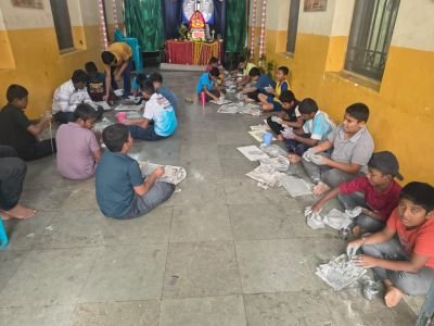 NKVS Hotel students making Ganpati Idal in Hostel camps 